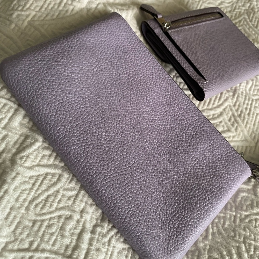 NWOT Coach Wristlet Zip Clutch & Mini Wallet Set Iris Purple/Silver - Picture 8 of 11